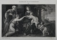 Saint Catherine. Engraving after A. Meldola, lo Schiavone.
