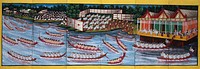 Burma: a regatta watched by a royal personage. Gouache painting.