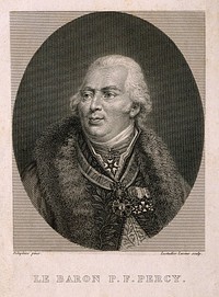 Pierre-François, Baron de Percy. Line engraving by G.L. Lestudier Lacour after J. Delaplace.