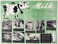 The role of milk in society after World War II. Lithograph by the Bureau of Current Affairs, 1946.