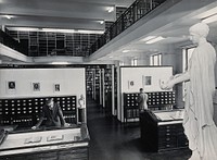 The Wellcome Building, Euston Road, London: the Hall of Statuary as adapted for the Library, c. 1960. Photograph.