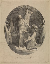 Aminta declares his love for the wood nymph Sylvia. Etching by P. Bettelini.