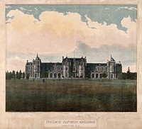 Facade and grounds of Prince Alfred college, Adelaide. Coloured lithograph by Phillip - Stephan.