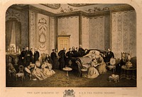 Albert, Prince Consort, on his deathbed at Windsor Castle, with members of the royal family and the royal household in attendance, 14 December 1861. Lithograph by W.L. Walton after Oakley, c.1865.