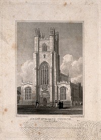 Great St. Mary's Church, Cambridge. Line engraving by J. Le Keux, 1824, after J.P. Neale.
