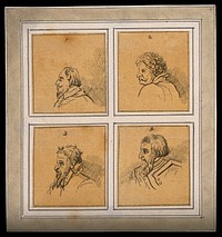 Four physiognomies expressing the propensity to command. Drawing, c. 1792.