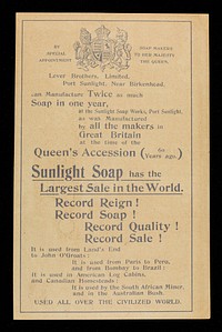 Sunlight soap : the record reign and record sale of the record soap / Lever Brothers Limited.