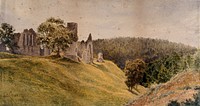 Kildrummy Castle, Aberdeenshire, frequented by Sir Patrick Manson in 1889. Watercolour by J.B. Coughtrie, 1889.