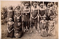 South Africa: a group of African women witch doctors. Albumen print.