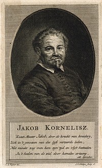 Jacob Kornelisz. Line engraving by J. C. Philips, 1743, after C. de Visscher.