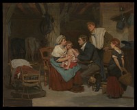 Edward Jenner vaccinating a boy. Oil painting by E.-E. Hillemacher, 1884.