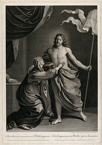 The risen Christ appears to the Virgin Mary. Line engraving by R. Strange, 1773, after himself, 1764, after G.F. Barbieri, il Guercino.