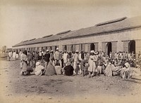 Quarantine area, during bubonic plague outbreak, Karachi, India. Photograph, 1897.