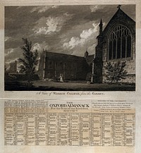 Wadham College, Oxford: from the garden. Line engraving by J. Dadley, 1795, after E. Dayes.