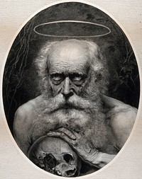 Saint Jerome. Etching by L. Massard, 1869.