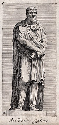 A Dacian captive. Etching by F. Perrier.