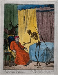 The aristocrat and Death. Etching.