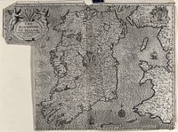 Map of Ireland, showing Scottish and Welsh coasts. Engraving after J. Speed, 1610.