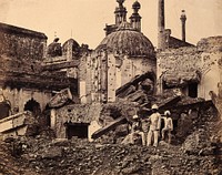 Lucknow, India: the Chutter Munzil, showing damage caused by an explosion during the Indian Rebellion. Photograph by Felice Beato, ca. 1858.