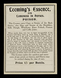 Leeming's essence : for lameness in horses : poison.