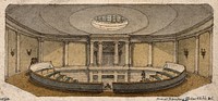 The London Institution, Moorfields: the interior of the lecture theatre. Watercolour by R. B. Schnebbelie, 1820.