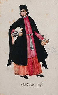 A Turkish attendant. Watercolour.
