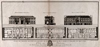 St. Jacques St. Philippe du-Haut-Pas Hospital, Paris: plans and sections. Etching by L.G. Taraval after C.F. Viel, 1780.