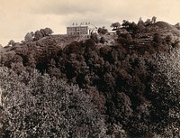 Imperial Bacteriological Laboratory, Muktesar, Punjab, India: north view of laboratory building on hillside. Photograph, 1897.