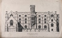 The Wesleyan College, Horseferry Road, Westminster. Lithograph by C. Bagster.