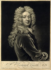 Sir Samuel Garth. Mezzotint by J. Simon after Sir G. Kneller.