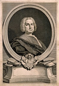 Francesco, Count Roncalli-Parolino. Line engraving by F. Zucchi, 1741.