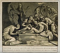 The extreme unction of Christ. Colour woodcut by J. Skippe, 1783, after F. Mazzola, il Parmigianino.