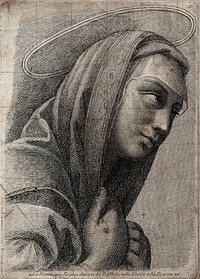 Saint Mary (the Blessed Virgin). Etching after Raphael.
