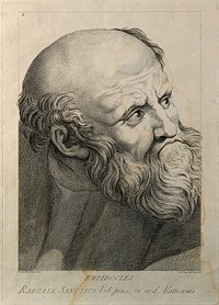 Empedocles. Line engraving by D. Cunego, 1785, after Raphael.