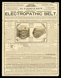 All in search of health should wear the Pall Mall Electric Association's Electropathic Belt.