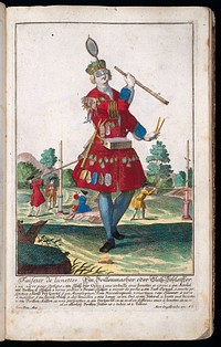 [50 coloured plates / engraved by Martin Engelbrecht, from 18th-cent. German works. These are caricatures of different types of tradesmen and their wives, with the costume, tools, and apparatus of their craft. Among them are an apothecary, a spicer, and a spectacle-maker. The plates are similar to those in Larmessin's 'Album des métiers'. The artists include J.J. Stelzer, P.A. Dagmier, and P.F. Engelbrecht. All the plates except the first two have legends in French and German and appear to be from the same work].