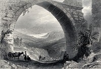 View through the aqueduct at Baghtchè Keuï. Engraving by J.B. Allen after W.H. Bartlett.