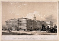 St Mary's Hospital, Paddington, London. Lithograph by G. Hawkins after G. R. French.