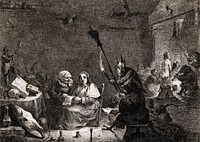 Preparation for the witches' sabbath. Etching by D. Vivant-Denon after D. Teniers the younger.