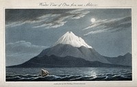 Mount Etna, snow-capped, by moonlight. Colour aquatint, 1815.