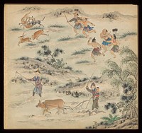 Taiwanese rural and provincial tableaux. Paintings by a Taiwanese artist, ca. 1850.