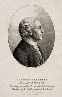 Abraham Trembley. Stipple engraving by A. Tardieu after Clemens.