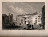 University of Dublin, Ireland. Line engraving by A. McClatchie after W.B.S. Taylor after T. Jacobsen.