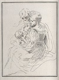 Saint Mary (the Blessed Virgin) with Saint Joseph and the Christ Child. Etching by G. Canale.
