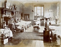 St Bartholomew's Hospital, London: patients and nurses in President ward. Photograph, c.1908.