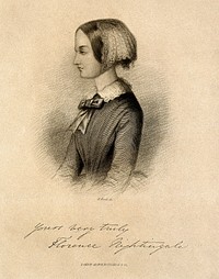 Florence Nightingale. Stipple engraving by C. Cook.