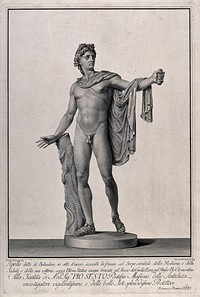 Apollo: the Apollo Belvedere. Engraving by F. Piranesi, 1783, after L. Corazzari.