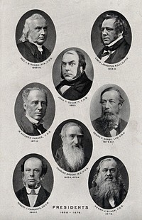 Royal Microscopical Society Presidents, 1858-1878: eight portraits. Photolithograph, ca. 1880.