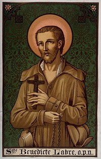 Saint Benedict Joseph Labre. Colour lithograph.