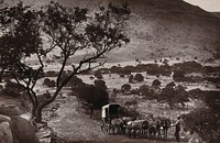 Little Hell, South Africa: the road to Barberton through a barren valley at the base of the Elandsberg mountains. Woodburytype, 1888, after a photograph by Robert Harris.